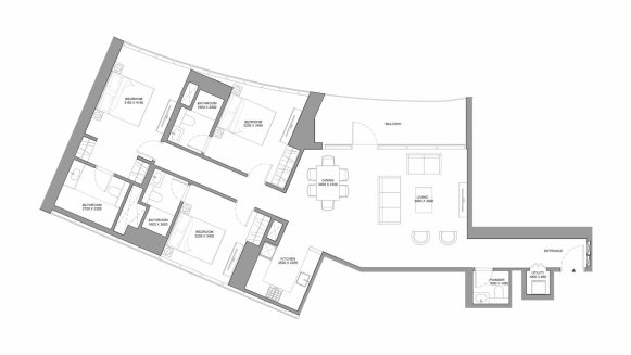 Apartment floor plan, 3 bedrooms in Skyvue Stellar No. 11012 (2D)