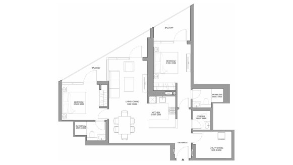 Apartment floor plan, 2 bedrooms in Skyvue Stellar No. 11010 (2D)